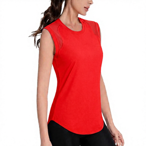 Débardeur de yoga sans manches pour femme, col rond, bleu clair uni, respirant, séchage rapide, écoresponsable, en Spandex et Polyester, coupe classique - Product Image 6