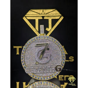 Colgante de lujo estilo hip hop "7G SEVENTH G" con diamante moissanita VVS en plata de ley 925, amuleto personalizado de Trisha Jewels - Product Image 5