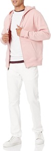 <b>Men</b> <b>Pink</b> Hooded Zip-Up Sweatshirt Regular Fit Casual Fleece Jacket With Pockets Breathable Solid Color Autumn Wear - Product Image 5
