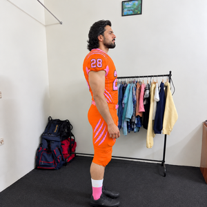 Ensemble de pantalon et maillot rembourrés haute résistance, uniformes de football américain personnalisés, 100% polyester, manches courtes, impression personnalisée, grande taille - Product Image 2