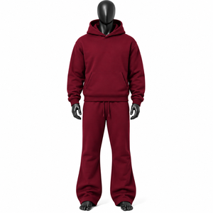 Conjunto Deportivo Unisex Azul con Sudadera con Capucha y Pantalones de Chándal, Color Sólido, Casual, con Cordón Ajustable y Bolsillos, 100% Algodón - Product Image 3