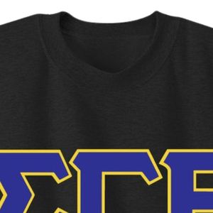 <b>Black</b> Greek Letter <b>Crew</b> <b>Neck</b> <b>Sweatshirt</b> Embroidered Graphic Long Sleeve Casual Pullover Sportswear Blue Gold Design Apparel - Product Image 4