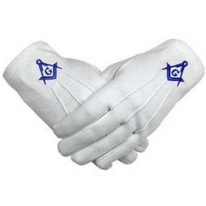 Gants maçonniques pour hommes, en coton blanc, avec croix de templier brodée, maçonniques - Product Image 4