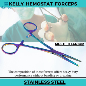 เครื่องมือผ่าตัดแบบใช้ซ้ำได้ ทนทาน คีมคัลลี่หลากสีพร้อมปากคีบแบบหยักครึ่งหนึ่ง คีมสแตนเลสอเนกประสงค์ - Product Image 6