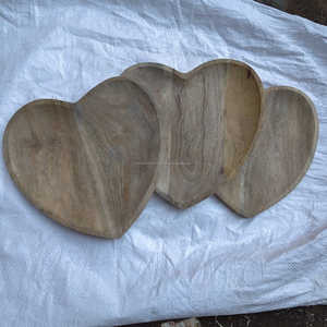 Natural Wood Serving <b>Tray</b> Heart Shape Wooden <b>Dinner</b> Plate Dessert Fruit Platter Dish Acacia Wood Luxury Snack <b>Tray</b> 10-inch - Product Image 5