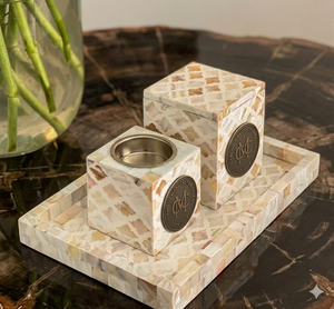 Luxury Mother of PearlArabic Mubarak Bakhoor Set with Brass Burner & Decorative Stand - Product Image 1