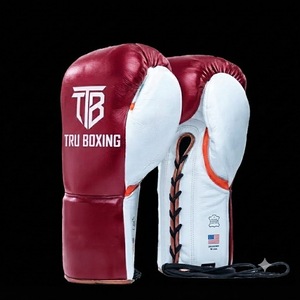 Guantes de Boxeo de Cuero Negro con Cordones a Bajo Precio, Guantes de Boxeo Personalizados OEM ODM, Guantes de Boxeo MMA de Cuero de Primera Calidad - Product Image 1
