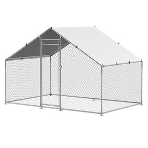 Grande Pollaio in Metallo 9.8x6.5x6.5ft con Tetto a Punta, Recinto per Galline Accessibile e Serratura di Sicurezza per Fattorie - Product Image 1