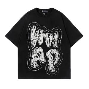 T-shirt personnalisé imprimé pour homme, coupe ample, en tissu épais, avec impression sérigraphique et délavage à l'acide, T-shirt graphique de luxe à coupe courte - Product Image 3