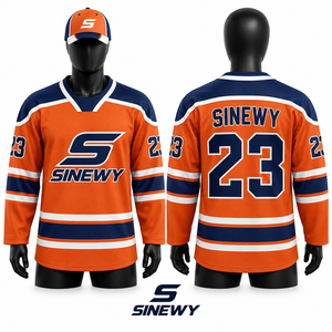 เสื้อฮอกกี้น้ำแข็ง SINEWY สำหรับผู้ชาย สีดำลายเหลือง แขนยาว คอวี ระบายอากาศได้ดี ซับเหงื่อ ผลิตจากผ้าฝ้ายผสมใยไผ่ - Product Image 3