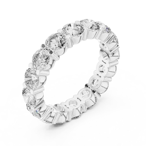 Anillo de Boda Unisex de Lujo con Diamantes Sintéticos de 4.80 CTW, Color E, Corte Brillante Redondo, Plata 925, Banda Completa de Eternidad con 16 Piedras - Product Image 4