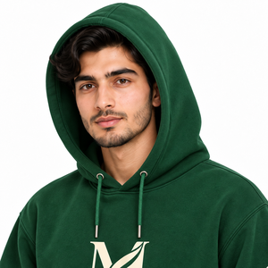 Sweat-shirt à capuche vert pour homme, coupe ample, en molleton de coton, logo sur le devant, vêtements décontractés d'hiver, fabricants professionnels sur mesure pour hommes - Product Image 4