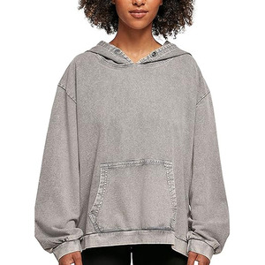 Women's Casual Acid Wash Hooded Sweatshirts Custom Printed with Badge Front Logo Position Waterproof Wholesale Winter - Product Image 5
