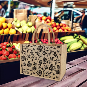 Grands sacs fourre-tout en jute pour femmes, design personnalisé, tissu rayé tendance, sacs de courses réutilisables, longue corde, impression de logo, épicerie - Product Image 4