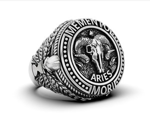 Anillo de Lujo de Plata de Ley 925 con Diseño de Calavera de Aries, Banda Ancha Estilo Antiguo, Joyería de Declaración para Hombre y Mujer - Product Image 4