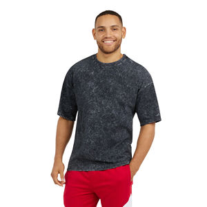 T-shirt homme délavé effet acide, vintage, en coton délavé, coupe oversize, streetwear, col rond, décontracté, mode estivale - Product Image 1