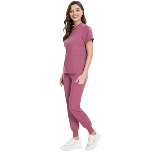 Nuevos Uniformes Médicos de Poliéster Tejido a la Moda para Mujer, Cuello en V, Elásticos, con Logotipo Personalizado, Ropa para Doctoras y Enfermeras - Product Image 4