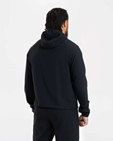 Ensemble survêtement streetwear noir personnalisé avec logo, veste à capuche et pantalon de jogging, design 2-en-1 pour homme