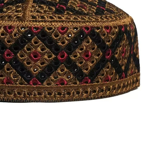 Online Sale Customized Embroidered Design Men's Muslim Prayer Hats Promotional Islamic Eco-Friendly All Sizes Available for Male - Product Image 2