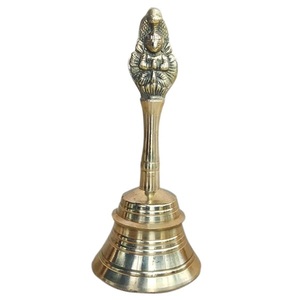 Cloche de prière en laiton avec poignée en forme de serpent, artisanat religieux en métal, moulage artisanal, plaqué or, ornement décoratif - Product Image 2
