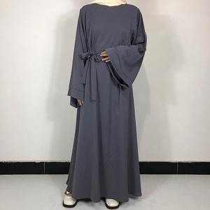 Abaya unie de couleur unie du Royaume-Uni avec ceinture offerte, robe simple et modeste de haute qualité pour femmes musulmanes, vêtements islamiques pour l'Aïd et le Ramadan - Product Image 2