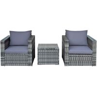 Ensemble de canapé de patio en rotin 2 places, mobilier de jardin extérieur avec coussins, style contemporain