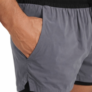 Men Sport <b>Shorts</b> Gray Black Drawstring Quick Dry Fitness Gym Running <b>Short</b> Pants Solid Color Mid Waist Woven <b>Polyester</b> - Product Image 2