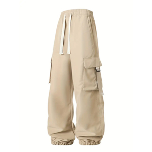 Pantalon de jogging cargo pour homme, style streetwear, molleton épais, coupe ample, multi-poches, en coton, personnalisable - Product Image 1