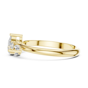 Bague de fiançailles classique pour femme en or jaune 10 carats avec diamant CVD taille poire de 1,00 carat, clarté VS1, couleur F, bijou à cinq diamants - Product Image 3