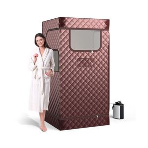 Sauna a Vapore Portatile per Casa con Generatore di Vapore da 3L con Telecomando, Massaggiatore per Piedi in Legno e Sedia Pieghevole, Inclusa Coperta per Sauna - Product Image 2