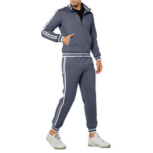 Men's Breathable 100% Polyester Fleece 2-Piece Tracksuit Set <b>Hooded</b> Full-<b>Zip</b> Drawstring Closure Side Pockets Streetwear Jogging - Product Image 6