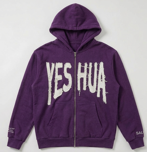 Sudadera con Capucha de Forro Polar de 160g para Hombre, Negra, Lavado Ácido, con Cierre y Parche Bordado en 3D, Talla Grande, de Micah Corporation - Product Image 6