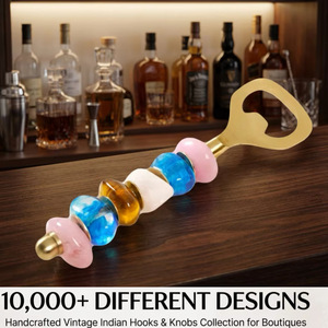 Abridor de Botellas Ecológico de Lujo Ba con Cuentas de Vidrio Coloridas, Accesorio de Bar de Madera y Latón, Diseño Reutilizable para Bodas y Uso Doméstico - Product Image 6