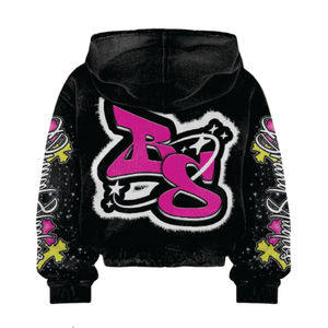 Ensemble sweat à capuche zippé et pantalon évasé brodé avec impression en relief, survêtement unisexe en molleton 100 % coton - Product Image 2