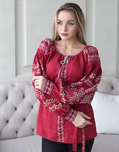 เสื้อเชิ้ตผู้หญิงสไตล์ฝรั่งเศสแบบลำลอง คอวี แขนครึ่งแขน ผ้าป๊อปลิน 100% ผ้าฝ้าย ซักได้ - Product Image 1