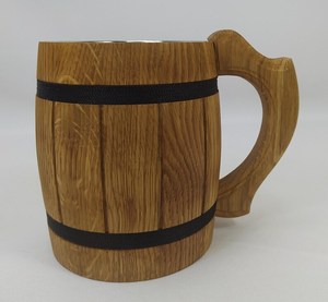 Jarra de Cerveza de Madera Hecha a Mano: Jarra Rústica de los Cárpatos con Banda Metálica, Jarra Vikinga de Madera Pulida Hecha a Mano, Estilo Medieval - Product Image 5