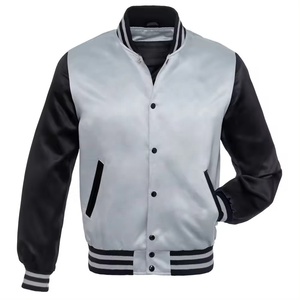 Veste de baseball pour homme avec logo personnalisé, en polyester satiné, boutonnée avec poches latérales, veste de baseball pour homme - Product Image 1