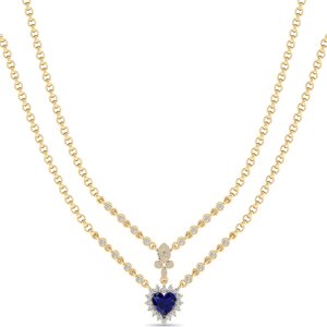 REYES - Collar con Colgante de Zafiro Azul en Forma de Corazón de 3.5 Quilates, Oro de 14K, Certificado GRA, Collares de Moissanita, Joyería Fina para Mujer - Product Image 1