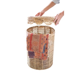 Top Selling Seagrass <b>Laundry</b> <b>Basket</b> with Double Tiers & Scallop Lid Handcrafted Home Decor & Storage Solution - Product Image 1