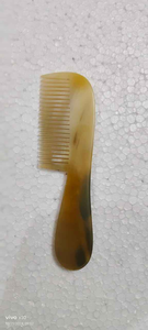 Peigne en corne de buffle poli, imperméable, pour la croissance, antistatique, massage doux du cuir chevelu, perle de lampe à sel pour la décoration de la barbe, animal - Product Image 2