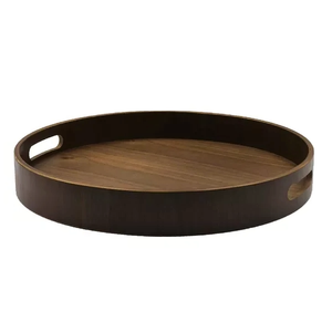 Timberra Rectangular Wooden Serving Tray With Metal Handles Minimalist Design Durable Solid Wood <b>Plate</b> Premium Crafted Ware - Product Image 2