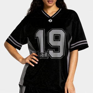Ensemble de maillots de football américain pour femmes, col en V, en mesh, avec impression de numéro personnalisé, coupe ample, marque privée, fabricant OEM en gros, USA - Product Image 1