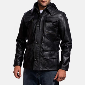 Chaqueta de Cuero para Hombre, Resistente al Viento e Impermeable, Ecológica, con Tela de Lona, Estilo Urbano, Colores Personalizados, Tallas Variadas - Product Image 1