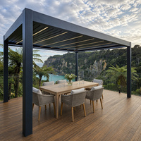 Système de parasol extérieur intelligent à commande à distance, imperméable, motorisé, pergola en aluminium avec capteur météo, toit à lames bioclimatiques