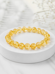 Pulsera de Citrino Natural, Piedra de Nacimiento de Noviembre, Cuentas Redondas de 8mm, Pulsera de Piedras Preciosas Curativas para Mujeres y Hombres - Product Image 4
