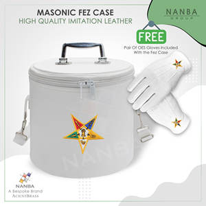 Estuche OES Fez - Parche Bordado a Máquina Blanco, Diseño Masonico de la Estrella del Este, Cierre de Cremallera, Asa Suave, Gran Capacidad - Product Image 3