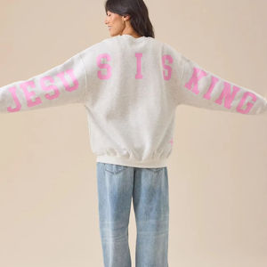 Sudadera con Capucha Extra Grande para Mujer, con Logotipo Personalizado, Estilo Urbano, 100% Algodón, Felpa, Casual, Holgada, con Mangas Raglán y Estampado Puff - Product Image 6