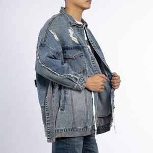 Chaqueta Vaquera Retro Estilo Años 90 para Hombre, Chaqueta de Mezclilla Clásica Lavado Claro, Venta al Por Mayor - Product Image 1