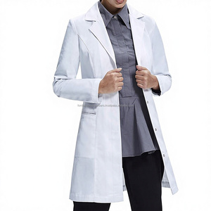 Bata de Laboratorio Blanca para Mujer, Manga Larga con Bolsillos, Algodón y Poliéster, Uniformes de Hospital, Color Personalizado OEM - Product Image 1