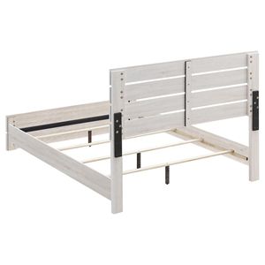 Letto Queen Size con Testiera a Doghe in Legno Massello Bianco Costiero, Mobili in Legno Massello - Product Image 4